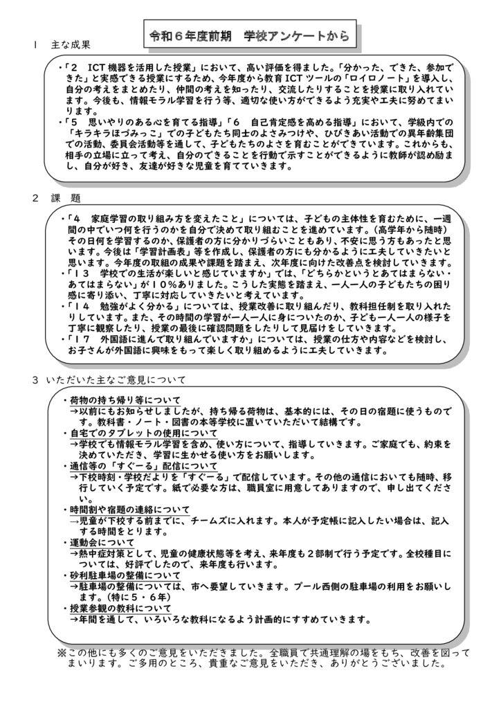 2 R6 前期　学校評価アンケートからのサムネイル